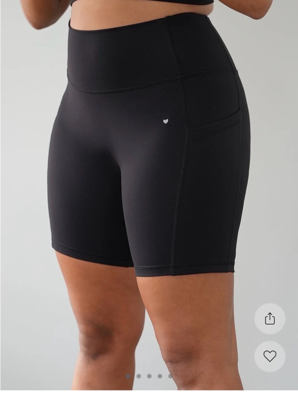 High-Rise Black Bike Shorts with Side Pocket